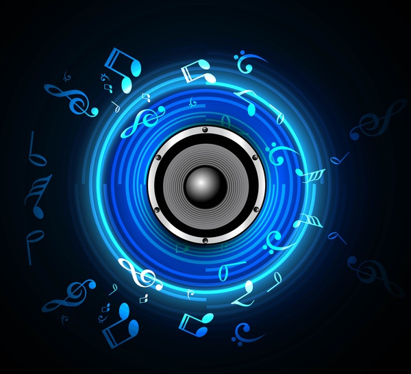 speaker abstrak latar belakang warna-warni biru vektor ilustrasi