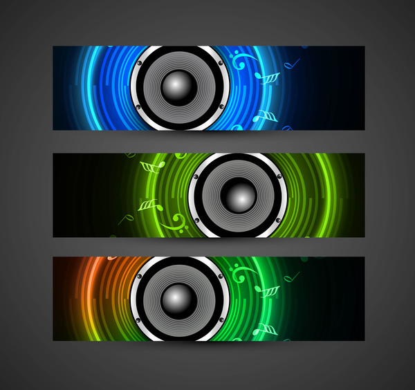 illustration vectorielle de haut-parleurs abstrait coloré en-tête
