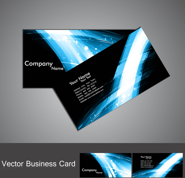 파동 벡터를 설정 하는 추상 세련 된 블랙 밝은 다채로운 비즈니스 카드