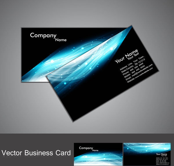Ilustración de vector abstracto elegante negro brillante coloridos tarjeta de visita