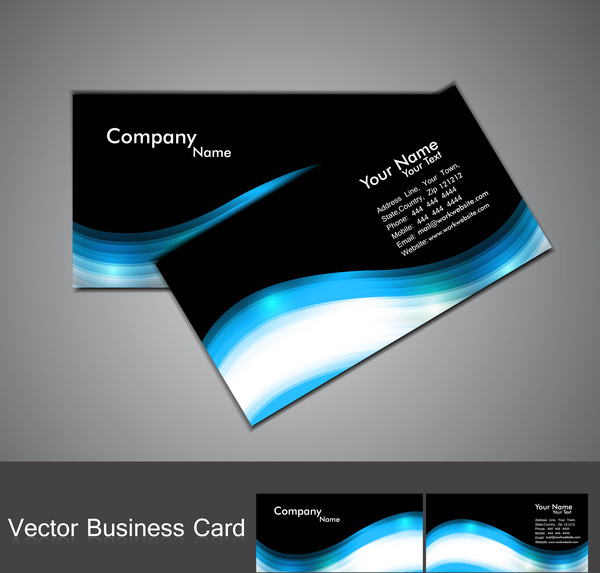 Абстрактный стильный черный ярких красочных визитных карточек волновой вектор