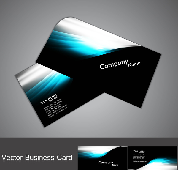 Resumen ilustración de vector de onda elegante negro brillante coloridos tarjeta de visita