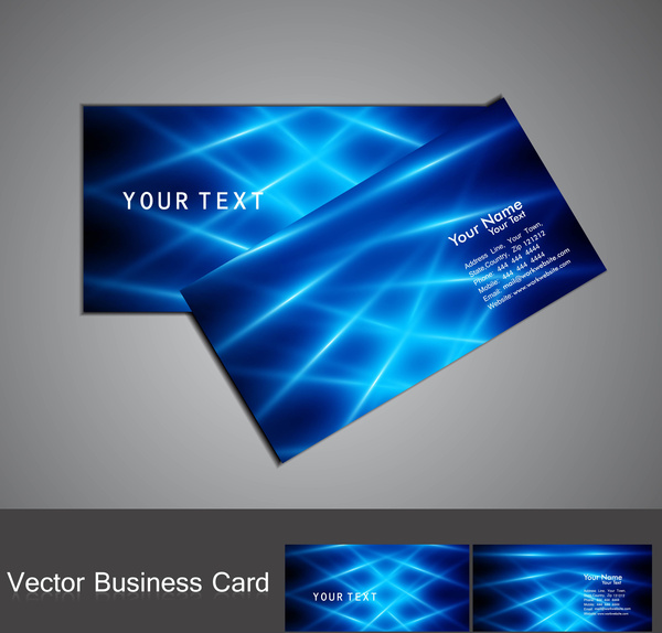 Abstract Stylish Blue Bright Light Business Card Wave Vector Illustration
