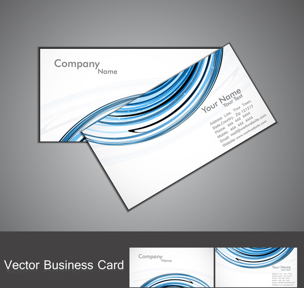 Abstract Stylish Bright Colorful Business Card Line Wave Illustration