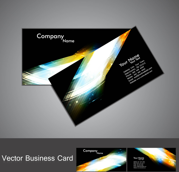 벡터를 설정 하는 추상 세련 된 밝은 다채로운 무지개 웨이브 비즈니스 카드