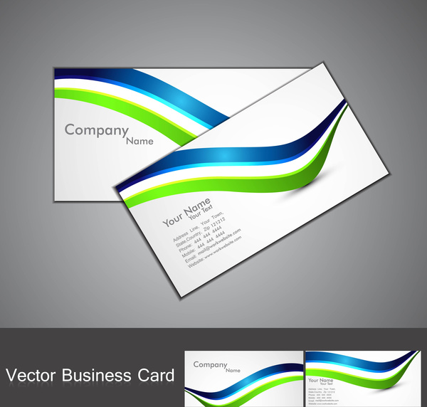 抽象的なスタイリッシュなカラフルな波のビジネス カードのセット デザイン