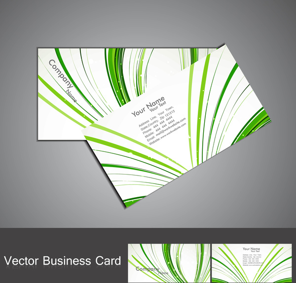 vecteur d’onde ligne abstraite élégant vert coloré carte de visite