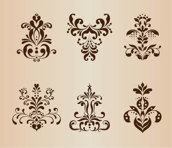 set de patrón floral simétrico abstracto vector