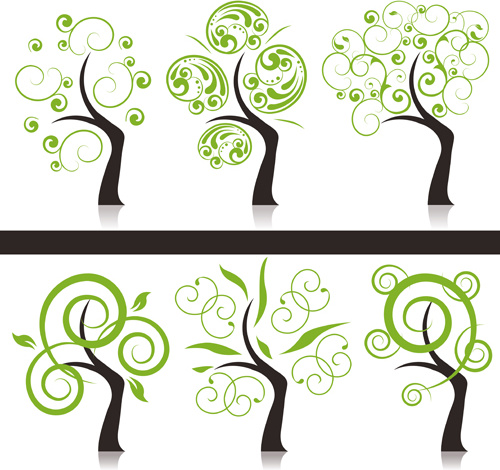 抽象的なツリー デザイン ベクトルを設定