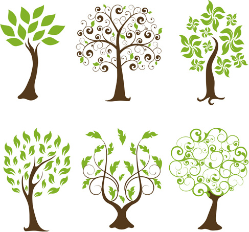 抽象的なツリー デザイン ベクトルを設定