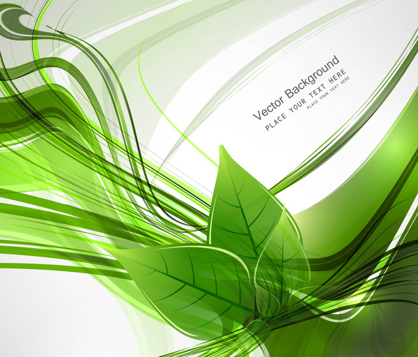 Abstract Vector Natural Eco Green Lives Line Wave Illustration