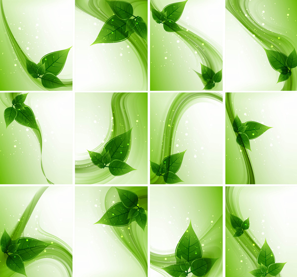 Vektor Abstrak eco alam hijau hidup gelombang koleksi desain