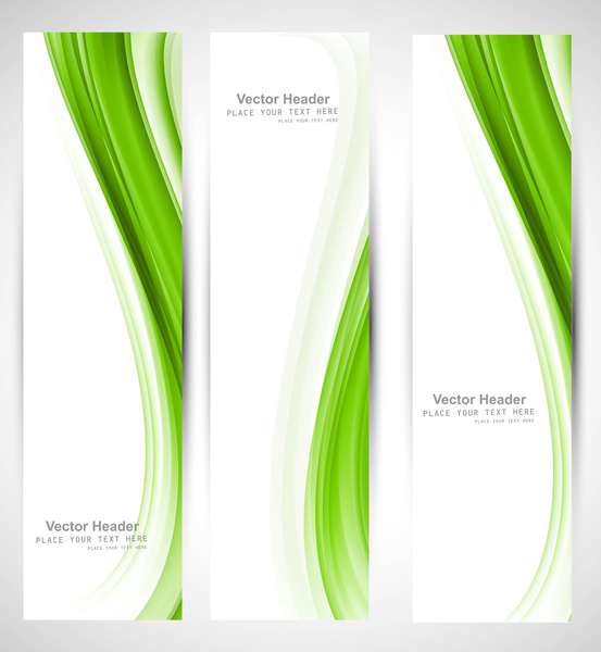 Desain vektor abstrak vertikal header hijau gelombang