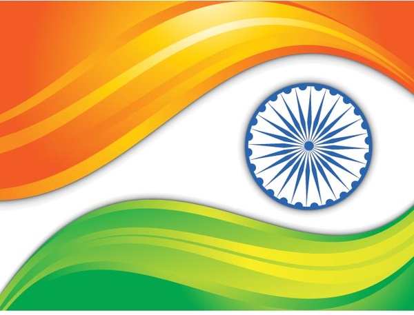 Abstract Wave Indian Flag India Independence Day Vector
