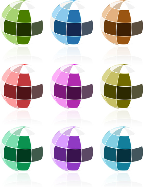 Soyut 3d parlak mozaik küre renkli koleksiyonu vektör