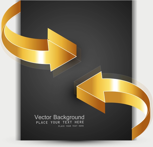 abstrato 3d dourado brilhante setas negócios quadro vector
