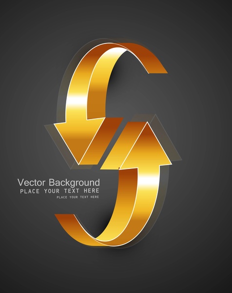 flechas de brillantes oro 3d abstractas vector diseño