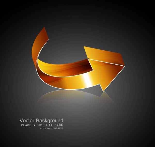 projeto de vetor 3d dourado brilhante setas coloridas reflexão abstrata