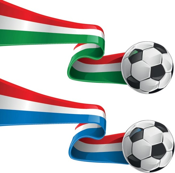 Abstract 3d Italy And France Flag Football Ribbon Tails Vector