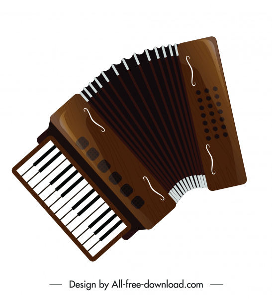 instrumento de acordeón icono brillante decoración marrón diseño contemporáneo