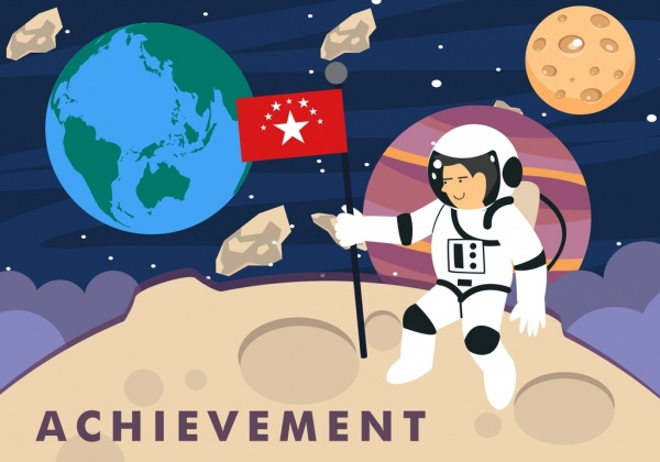 Leistung Hintergrund Planeten Astronaut Symbole farbige cartoon