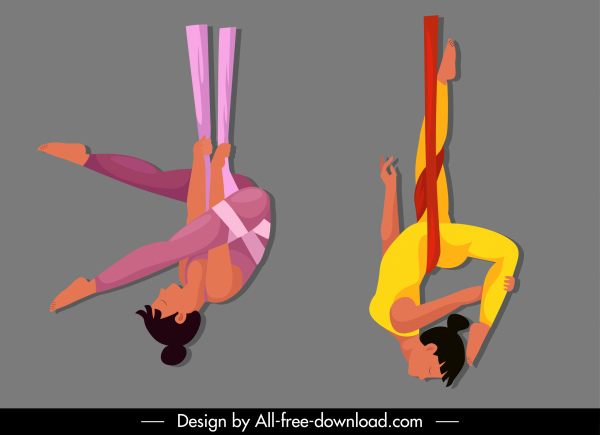 Akrobat Performer Icon Frauen Bewegung Skizze Cartoon-Design