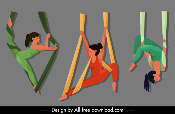 acrobata ícones de desenho animado de design dinâmico