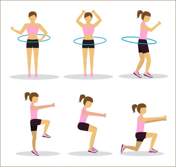 attiva le icone umana ragazza fare esercizio varie posture