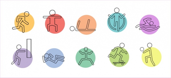 aktywne ikon ludzkie symbole projektu różne postawy