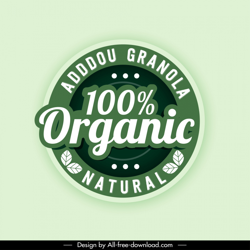adddou granola organik garansi label template lingkaran elegan meninggalkan dekorasi