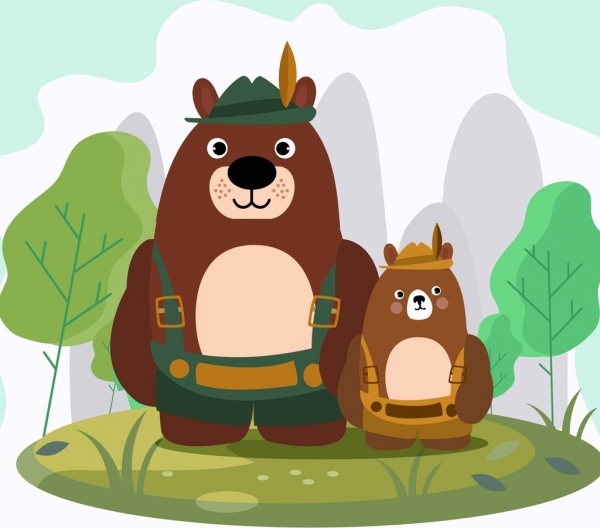приключенческий фон стилизованные медведи иконы декор