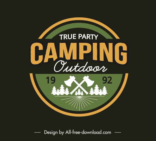 plantilla de logotipo de camping aventura clásico boceto plano