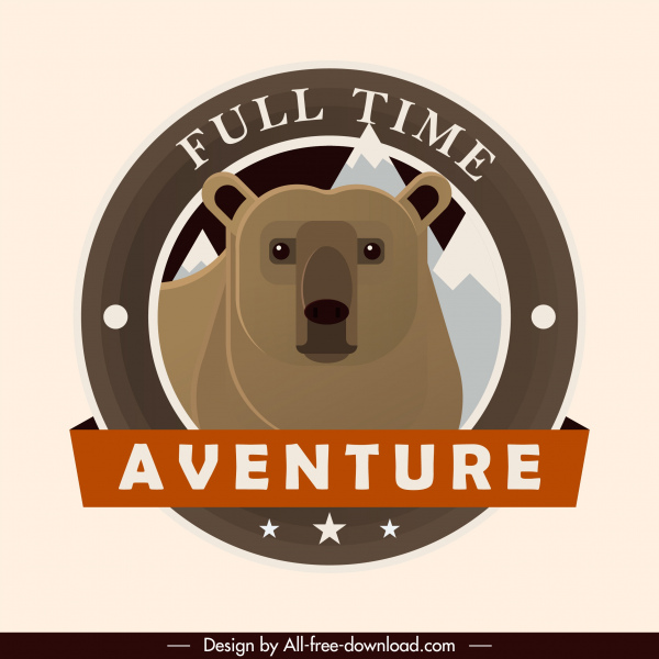Abenteuer-Label Vorlage wilden Bären skizzieren Sie klassisches design