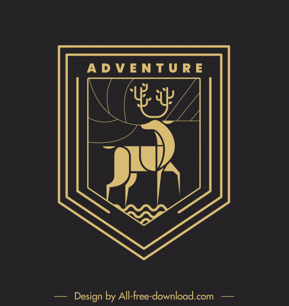 приключение логотип темный классический плоский дизайн оленей эскиз