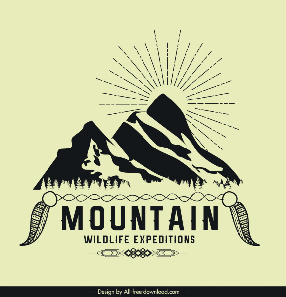 petualangan logotype Gunung sketsa desain retro
