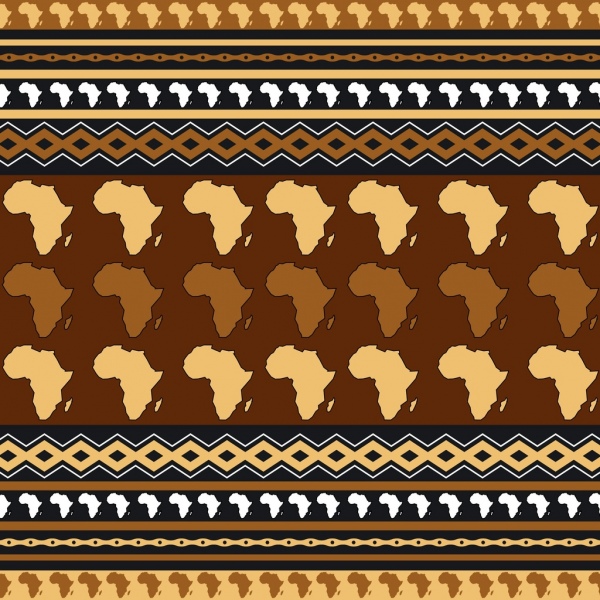 非洲图案背景重复地图装饰