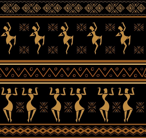 アフリカ柄人間ダンス装飾古典的な対称の設計