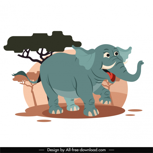 elefante africano pintura lindo dibujo de dibujos animados