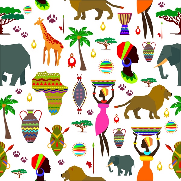 African wiederholen Muster Abbildung in flachen Farbstil