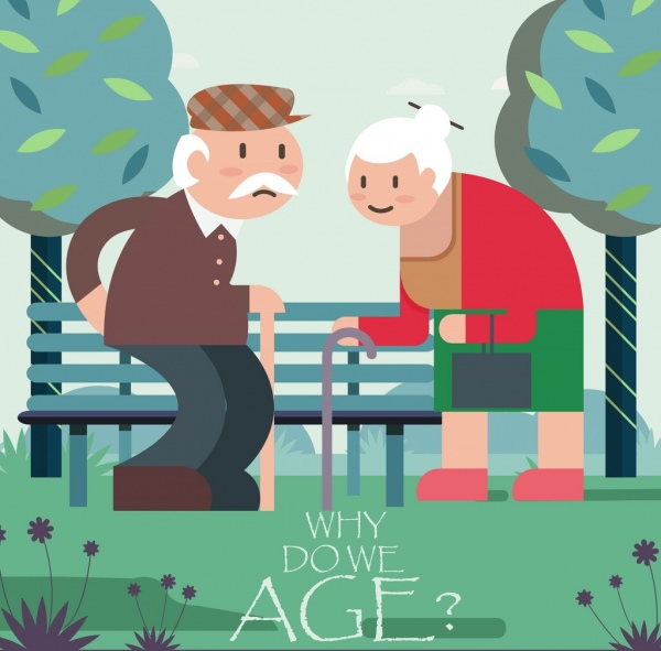Age Painting Old Couple Icon Colored Cartoon Design-vector Cartoon-free  Vector Free Download