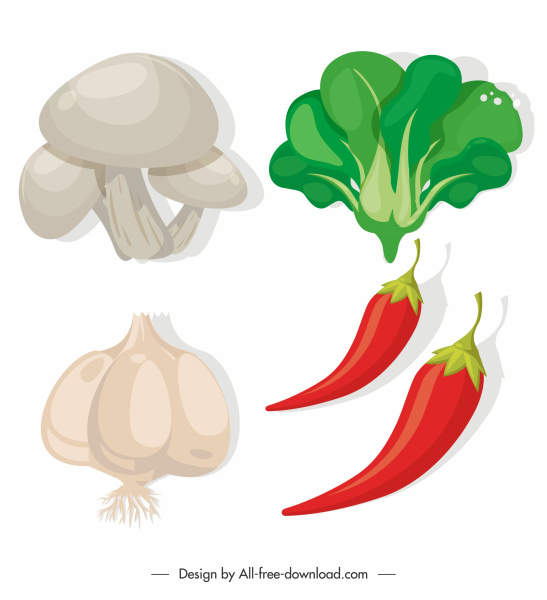 iconos de verduras agrícolas coloreado boceto clásico