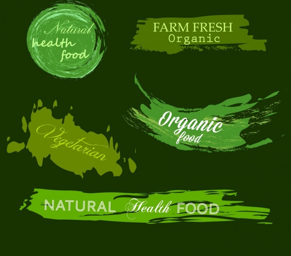 อาหารเกษตรสัญญาณออกแบบคอลเลกชันสีเขียวกรันจ์