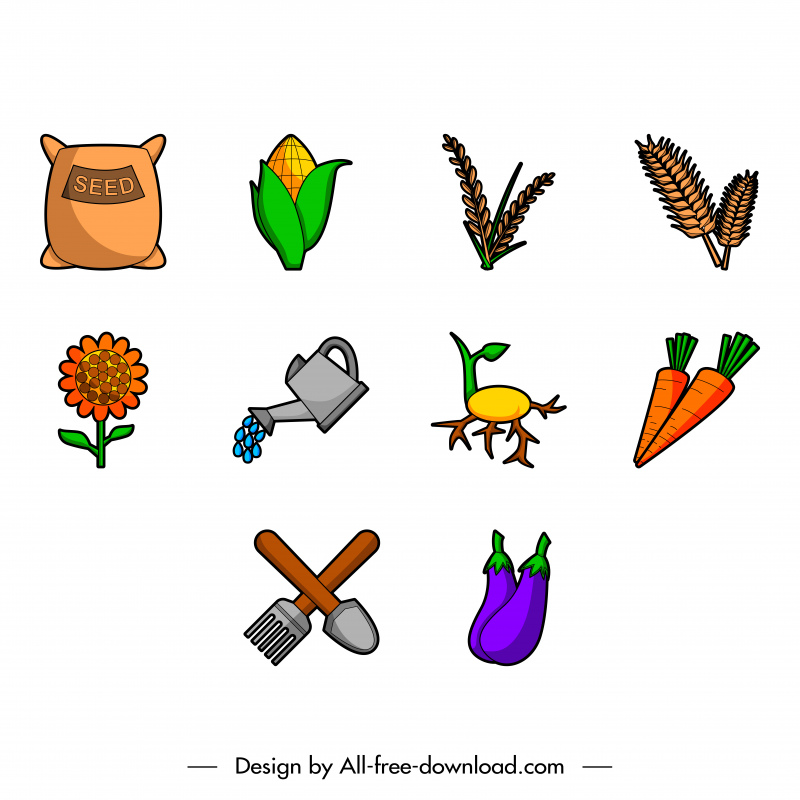 ícone de agricultura define esboço de símbolos clássicos planos