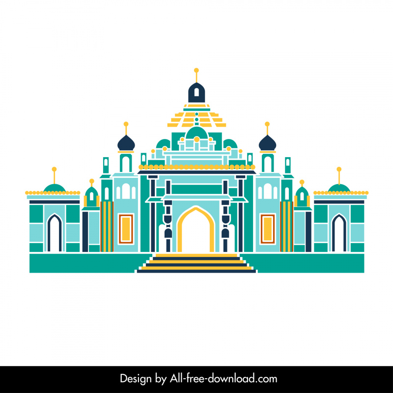 アーメダバードの建築アイコン対称的な古典的なスケッチ