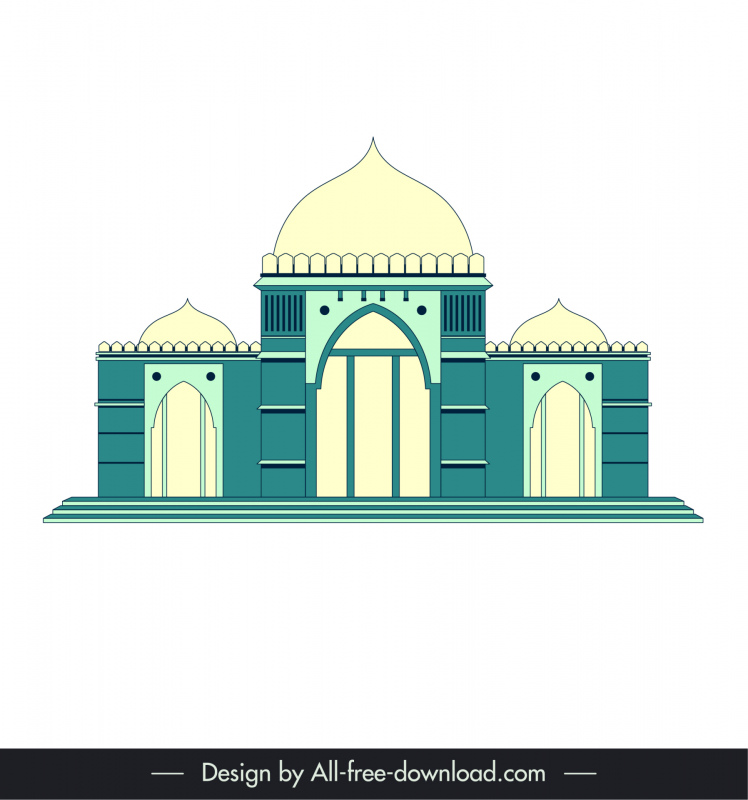 Ahmedabad Inde bâtiment icône plat symétrie design décor classique
