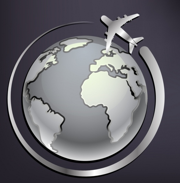 Flugzeug-Hintergrund um Erde Ornament grau silhouette