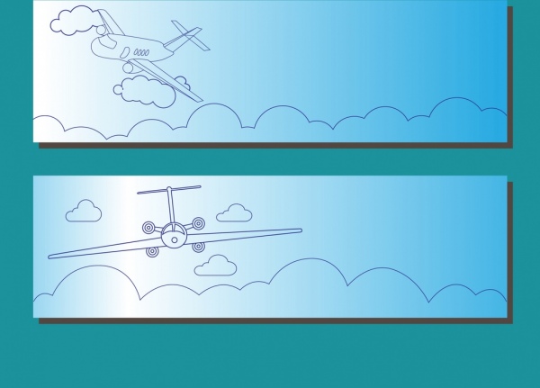 Formularsätze Skizze Flugzeug hand gezeichnete Stil