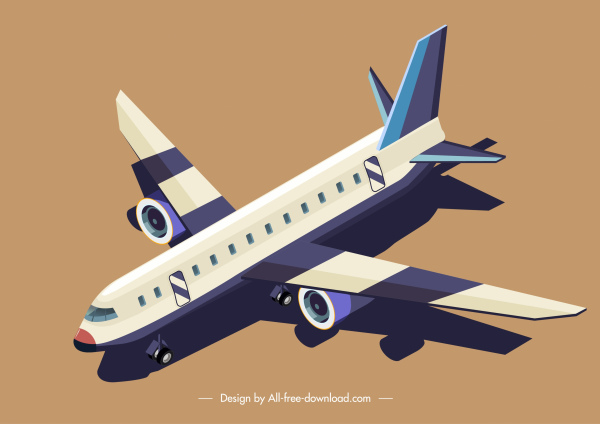 sketsa 3d pesawat ikon modern desain