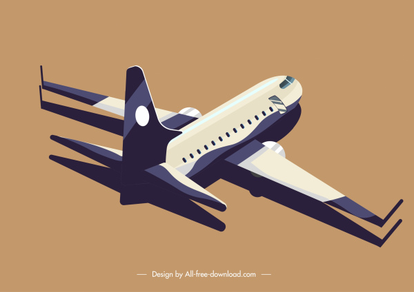 design 3d moderno do ícone do avião