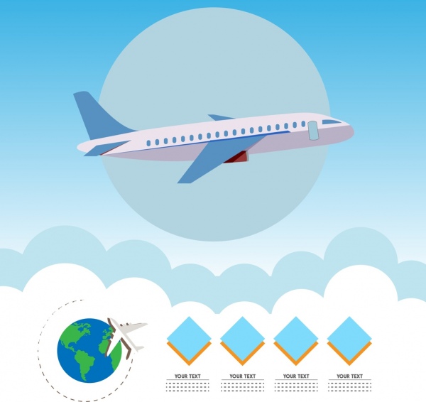 Flugzeug-Infografik-Design farbige Symbole Geometrie ornament